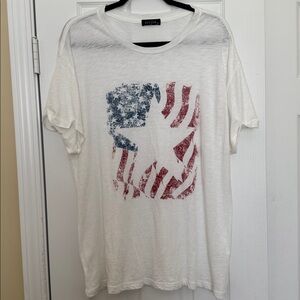 White Graphic T-Shirt with Flag Design